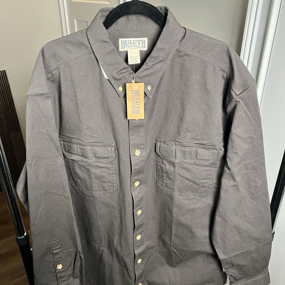 Duluth Trading Co Fire Flex Hose Long Sleeve Gray Canvas Shirt Men's XL Tall